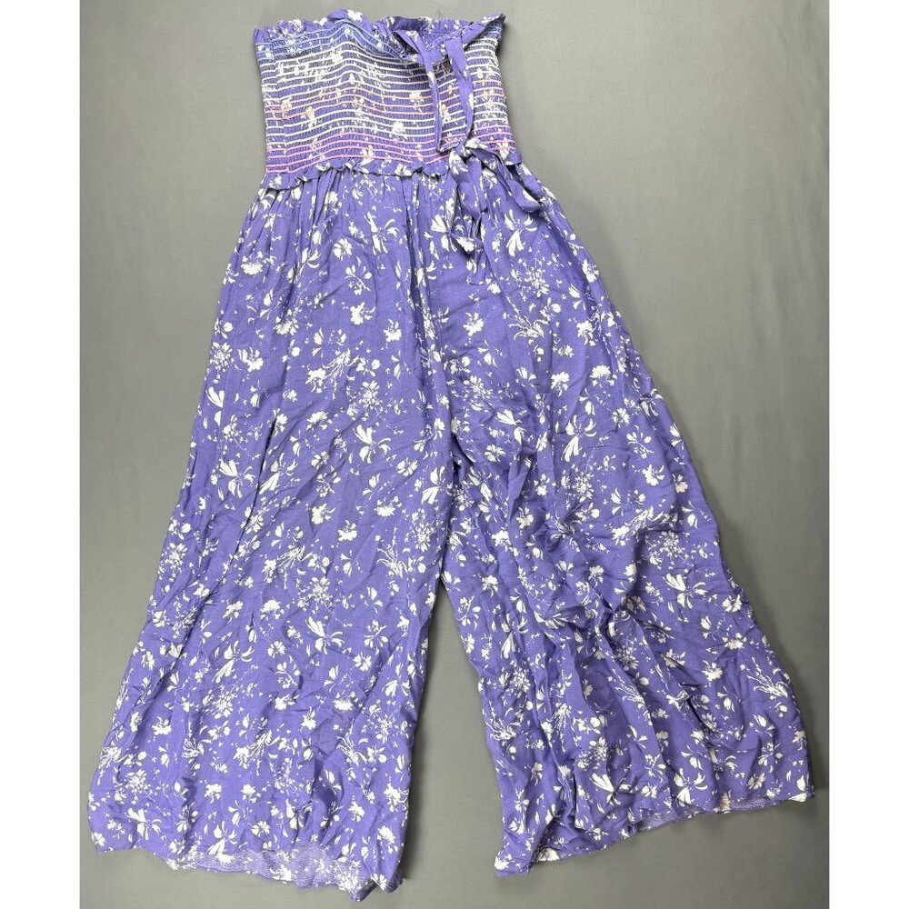 Free people Color My World Wide-Leg Jumpsuit XS Womans Lilac Purple Floral Print - Picture 2 of 8